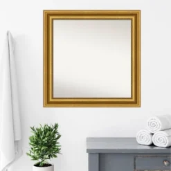 32" X 32" Non-Beveled Parlor Bathroom Wall Mirror Gold - Amanti Art -Bathroom Accessories Store GUEST 34892507 7bab 4496 83ae 6b8a98059264