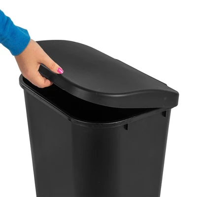 Sterilite 11.3 Gallon D Shape Flat Side Lift Top Lid Wastebasket Trash Can For Kitchen, Home Office, And Garage, Or Workspace, Black (18 Pack) 6 Sterilite 11.3 Gallon D Shape Flat Side Lift Top Lid Wastebasket Trash Can For Kitchen, Home Office, And Garage, Or Workspace, Black (18 Pack) - Image 4