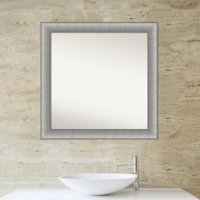 31" X 31" Non-Beveled Elegant Bathroom Wall Mirror Brushed Pewter - Amanti Art 7 31" X 31" Non-Beveled Elegant Bathroom Wall Mirror Brushed Pewter - Amanti Art - Image 5