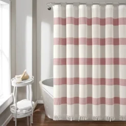 Tucker Stripe Yarn Dyed Cotton Knotted Tassel Shower Curtain - Lush Décor -Bathroom Accessories Store GUEST 39b05a23 893a 48a8 b52e 43b67ee604cd