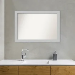 40" X 28" Non-Beveled Shiplap White Wood Bathroom Wall Mirror - Amanti Art -Bathroom Accessories Store GUEST 3a27111a 9bac 4843 9dd7 e16b026ffc35