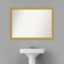 42" X 31" Non-Beveled Grace Bathroom Wall Mirror Brushed Gold - Amanti Art -Bathroom Accessories Store GUEST 3b00927d 543f 43f8 b341 f9aa6a0b3d9a