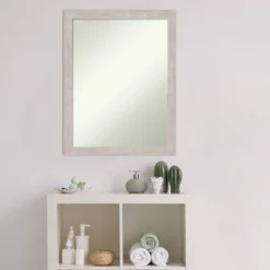 21" X 27" Non-Beveled Marred Wood Bathroom Wall Mirror Silver - Amanti Art -Bathroom Accessories Store GUEST 3b07f23c c7c7 4b2a b332 62b8305cf32e