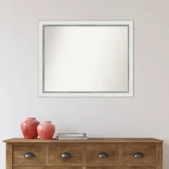 31" X 25" Non-Beveled Eva Narrow Bathroom Wall Mirror White - Amanti Art -Bathroom Accessories Store GUEST 3beb5826 aa67 4041 8971 154d5a6a3881