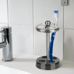 Triune Tone Metal Toothbrush Holder - Nu Steel -Bathroom Accessories Store GUEST 3c4fe6b9 ea31 4231 8635 fa0ef1242974