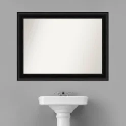 44" X 33" Non-Beveled Parlor Bathroom Wall Mirror Black - Amanti Art -Bathroom Accessories Store GUEST 3c9a5d19 a25a 419f ba62 ad03cb8bb253