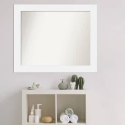 33" X 27" Non-Beveled Corvino Wood Bathroom Wall Mirror White - Amanti Art -Bathroom Accessories Store GUEST 3dad0194 a500 43c2 9330 f361b009c66e
