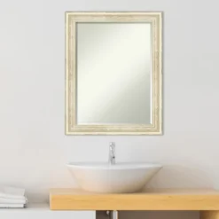 Amanti Art Country White Wash Petite Bevel Wood Bathroom Wall Mirror 28.5 X 22.5 In. -Bathroom Accessories Store GUEST 3deda989 611b 4330 98f8 1054a0c2c351