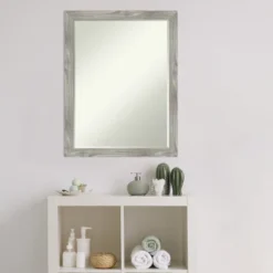 Amanti Art Dove Greywash Square Petite Bevel Bathroom Wall Mirror 26.5 X 20.5 In. -Bathroom Accessories Store GUEST 3fae3591 69cd 4a99 8654 5531000bdb2d