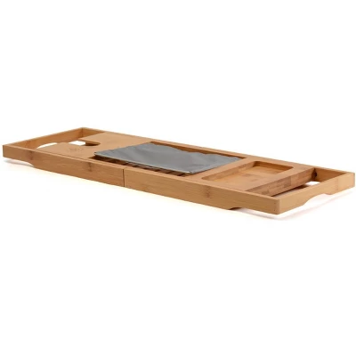 Bambusi Bamboo Bathtub Tray With Extending Sides, Reading Rack, Tablet Holder, Cellphone Tray & Integrated Wine Glass Holder. 8 Bambusi Bamboo Bathtub Tray With Extending Sides, Reading Rack, Tablet Holder, Cellphone Tray & Integrated Wine Glass Holder. - Image 6
