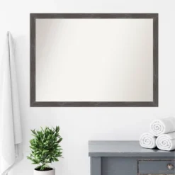 41" X 30" Non-Beveled Woodridge Rustic Gray Wood Bathroom Wall Mirror - Amanti Art -Bathroom Accessories Store GUEST 42bf6171 b7fc 4d31 9180 7af80e5898da