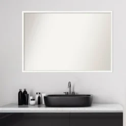 37" X 25" Non-Beveled Lucie Wood Bathroom Wall Mirror White - Amanti Art -Bathroom Accessories Store GUEST 42d8af7b cc2a 450f ac44 e05be954416b