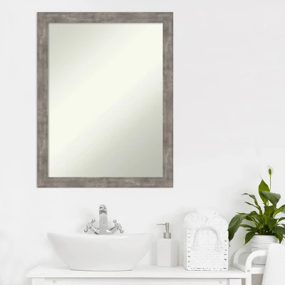21" X 27" Non-Beveled Marred Wood Bathroom Wall Mirror Pewter - Amanti Art 8 21" X 27" Non-Beveled Marred Wood Bathroom Wall Mirror Pewter - Amanti Art - Image 6