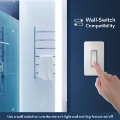 Remy Rectangular Frameless Anti-Fog Aluminum Front-lit Tri-color LED Bathroom Vanity Mirror With Smart Touch Control - JONATHAN Y -Bathroom Accessories Store GUEST 44b1f331 d825 4250 a2c8 6cf761aaefd8