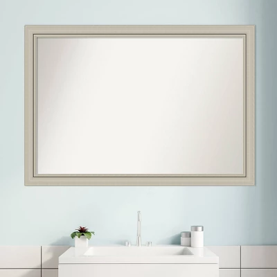 40" X 28" Non-Beveled Romano Silver Narrow Wood Bathroom Wall Mirror - Amanti Art 8 40" X 28" Non-Beveled Romano Silver Narrow Wood Bathroom Wall Mirror - Amanti Art - Image 6