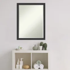 Amanti Art Mezzanotte Black Petite Bevel Wood Bathroom Wall Mirror 26 X 20 In. -Bathroom Accessories Store GUEST 47e50cf4 5de0 4ba5 a053 f8881c08f5a8