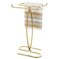 MDesign Metal Hand Towel Holder Stand For Countertop - 2 Pack - Soft Brass -Bathroom Accessories Store GUEST 4a75fc66 b77e 41ae 8b3f 886f80d4615d