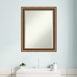 Amanti Art Manhattan Bronze Narrow Petite Bevel Wood Bathroom Wall Mirror 28 X 22 In. -Bathroom Accessories Store GUEST 4cb8081b 6686 48e5 8c4f 5d470affaf72