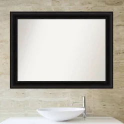 44" X 33" Non-Beveled Parlor Bathroom Wall Mirror Black - Amanti Art -Bathroom Accessories Store GUEST 4d0f2853 dabb 4e2e 8759 8d62974e924d