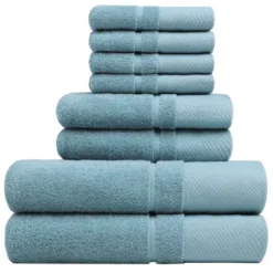PiccoCasa 100% Combed Cotton Soft 600 GSM Absorbent Lightweight Shower Towel Set 8 Pcs -Bathroom Accessories Store GUEST 4e69e522 0faf 41e7 83b5 c62ea7b55f31