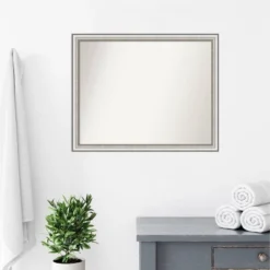 31" X 25" Non-Beveled Salon Silver Narrow Bathroom Wall Mirror - Amanti Art -Bathroom Accessories Store GUEST 4eb214ae 8cb8 42c5 9db9 0277b13c988b