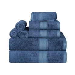 8 Piece Assorted Bath Towel Set, Rayon From Bamboo And Cotton, Ultra-Soft Plush Quick Drying, Solid Terry Towels With Dobby Border By Blue Nile Mills -Bathroom Accessories Store GUEST 4f0c145c 04b9 44f4 aa4d 1de2630e21b7