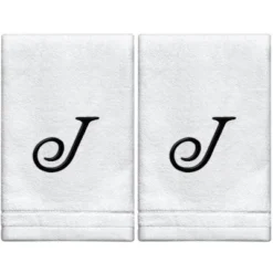 Creative Scents Set Of 2 White Fingertip Monogrammed Towels, Black Embroidered 37 Creative Scents Set Of 2 White Fingertip Monogrammed Towels, Black Embroidered -Bathroom Accessories Store GUEST 4fc46578 60d5 429d 91d1 24cc5536af82