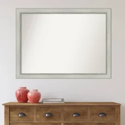 42" X 31" Non-Beveled Flair Patina Bathroom Wall Mirror Silver - Amanti Art -Bathroom Accessories Store GUEST 50764fbc ef0d 40c5 8b31 424c949a6cb3