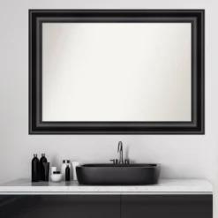 42" X 30" Non-Beveled Grand Bathroom Wall Mirror Black - Amanti Art -Bathroom Accessories Store GUEST 5113225b aa7f 480c 94d3 95119eb2e2f3