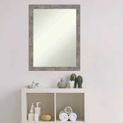 21" X 27" Non-Beveled Marred Wood Bathroom Wall Mirror Pewter - Amanti Art 7 21" X 27" Non-Beveled Marred Wood Bathroom Wall Mirror Pewter - Amanti Art - Image 5
