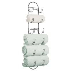 MDesign Metal Wall Mount Bath Towel Storage Organizer Rack, 6 Shelves -Bathroom Accessories Store GUEST 5259d2e9 5e05 40b7 b395 8ec2cc4da084