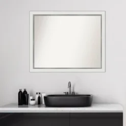 31" X 25" Non-Beveled Eva Narrow Bathroom Wall Mirror White - Amanti Art -Bathroom Accessories Store GUEST 528069bc 9e5c 4368 9789 2e749f04a719