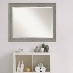 Regis Barnwood Framed Bathroom Vanity Wall Mirror Gray - Amanti Art -Bathroom Accessories Store GUEST 5305de80 5fb2 4da7 9854 709006ac0957
