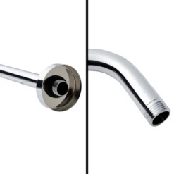 Built Industrial Shower Head Arm Extension With Flange, 15 Inch Wall Mounted Extension Arm For Rainfall Shower Head, Silver Chrome