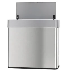 ITouchless Bathroom Sensor Trash Can With AbsorbX Odor Filter Left Side Lid Open Rectangular 4 Gallon Silver Stainless Steel -Bathroom Accessories Store GUEST 538fecf9 7847 42f3 ac72 413a08705b5f