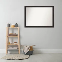 42" X 31" Non-Beveled Furniture Narrow Bathroom Wall Mirror Espresso Brown - Amanti Art -Bathroom Accessories Store GUEST 54f93d40 c8b4 4140 a95f b43d7d0d045e