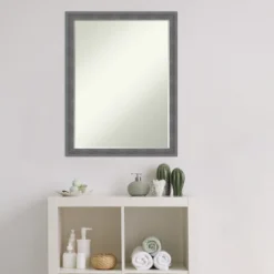 Amanti Art Dixie Grey Rustic Petite Bevel Wood Bathroom Wall Mirror 26.25 X 20.25 In. -Bathroom Accessories Store GUEST 55248988 dc50 46d7 8c57 66698e4ba898