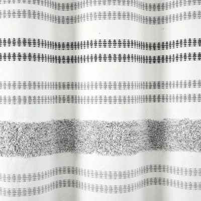 72"x72" Modern Tufted Striped Woven Yarn Dyed Eco Friendly Recycled Cotton Shower Curtain Gray - Lush Décor 4 72"x72" Modern Tufted Striped Woven Yarn Dyed Eco Friendly Recycled Cotton Shower Curtain Gray - Lush Décor - Image 2