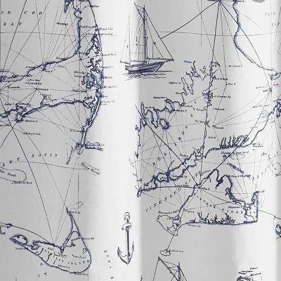 72"X72" Cape Island Shower Curtain Navy - City Scene 4 72"X72" Cape Island Shower Curtain Navy - City Scene - Image 2