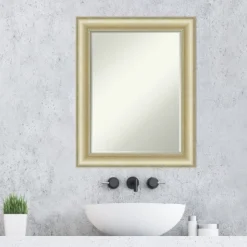 Amanti Art Textured Light Gold Petite Bevel Bathroom Wall Mirror 29 X 23 In. -Bathroom Accessories Store GUEST 5bb20343 cb54 4501 9425 00789e9a8581