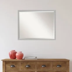 Hera Brushed Framed Bathroom Vanity Wall Mirror Chrome - Amanti Art -Bathroom Accessories Store GUEST 5c529d36 b583 46f8 9265 5f38ad863ebd