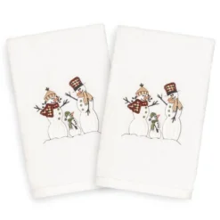 2pk Snow Family Hand Towel Set White - Linum Home Textiles