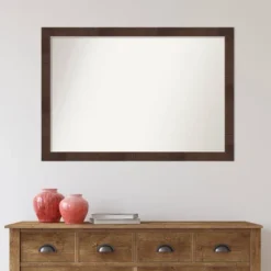 39" X 27" Non-Beveled Wildwood Brown Narrow Bathroom Wall Mirror - Amanti Art -Bathroom Accessories Store GUEST 6140e50d 06c4 4c92 851d d2628f38ce8f