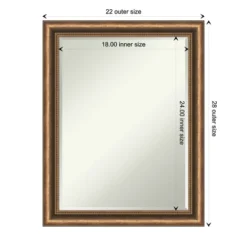 Amanti Art Manhattan Bronze Narrow Petite Bevel Wood Bathroom Wall Mirror 28 X 22 In. -Bathroom Accessories Store GUEST 616ce913 dcea 4055 9019 02aaac98d048