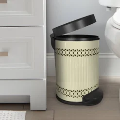 Laser Cut Ivory Step Garbage Trash Can & Toilet Brush Holder With Lid Ivory - Nu Steel -Bathroom Accessories Store GUEST 617ecc9e 1a57 4741 9de8 9d65becb7480