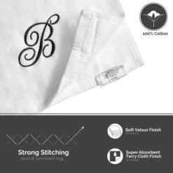 Creative Scents Set Of 2 White Fingertip Monogrammed Towels, Black Embroidered 24 Creative Scents Set Of 2 White Fingertip Monogrammed Towels, Black Embroidered -Bathroom Accessories Store GUEST 62eb3dd9 0ddf 441a b9aa eb0f737abd52