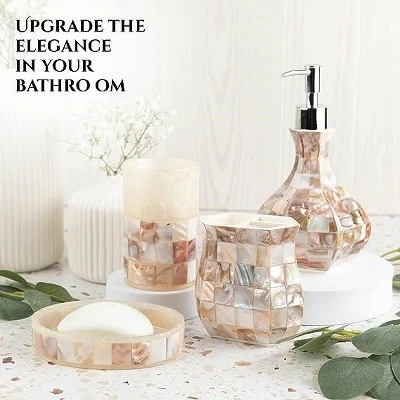 Creative Scents Decorative Mother Of Pearl Bathroom Accessories Set 4 Creative Scents Decorative Mother Of Pearl Bathroom Accessories Set - Image 2