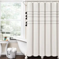 Farmhouse Boho Striped Woven Tassel Yarn Dyed Cotton Shower Curtain Ivory/Black - Lush Décor 7 Farmhouse Boho Striped Woven Tassel Yarn Dyed Cotton Shower Curtain Ivory/Black - Lush Décor -Bathroom Accessories Store GUEST 63911d69 c28f 470c 9a6d 4419d56cdc47