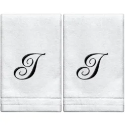 Creative Scents Set Of 2 White Fingertip Monogrammed Towels, Black Embroidered 36 Creative Scents Set Of 2 White Fingertip Monogrammed Towels, Black Embroidered -Bathroom Accessories Store GUEST 647343ad 7500 4248 afc4 c968326e3473