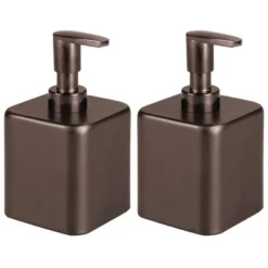MDesign Compact Square Metal Refillable Soap Dispenser Pump, 2 Pack -Bathroom Accessories Store GUEST 65de4b65 9c1f 4761 8d56 93563c94ff61